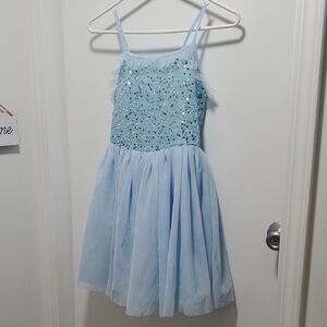 Cat & Jack Size L (10/12) Light Blue Sequin Tulle Dance Costume DRESS Wedding